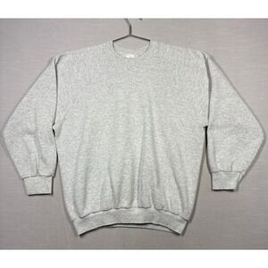 Vintage Fruit of the Loom Sweatshirt L Heathered Gray Blank Plain Crewneck USA